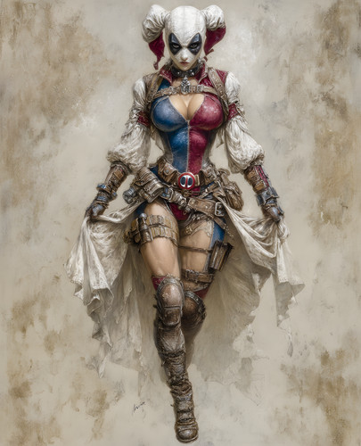 Harley quinn red and blue - harley,